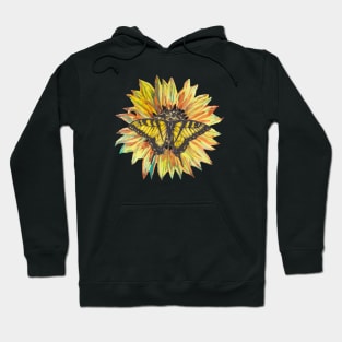 Watercolor sunflower and a butterfly Hoodie